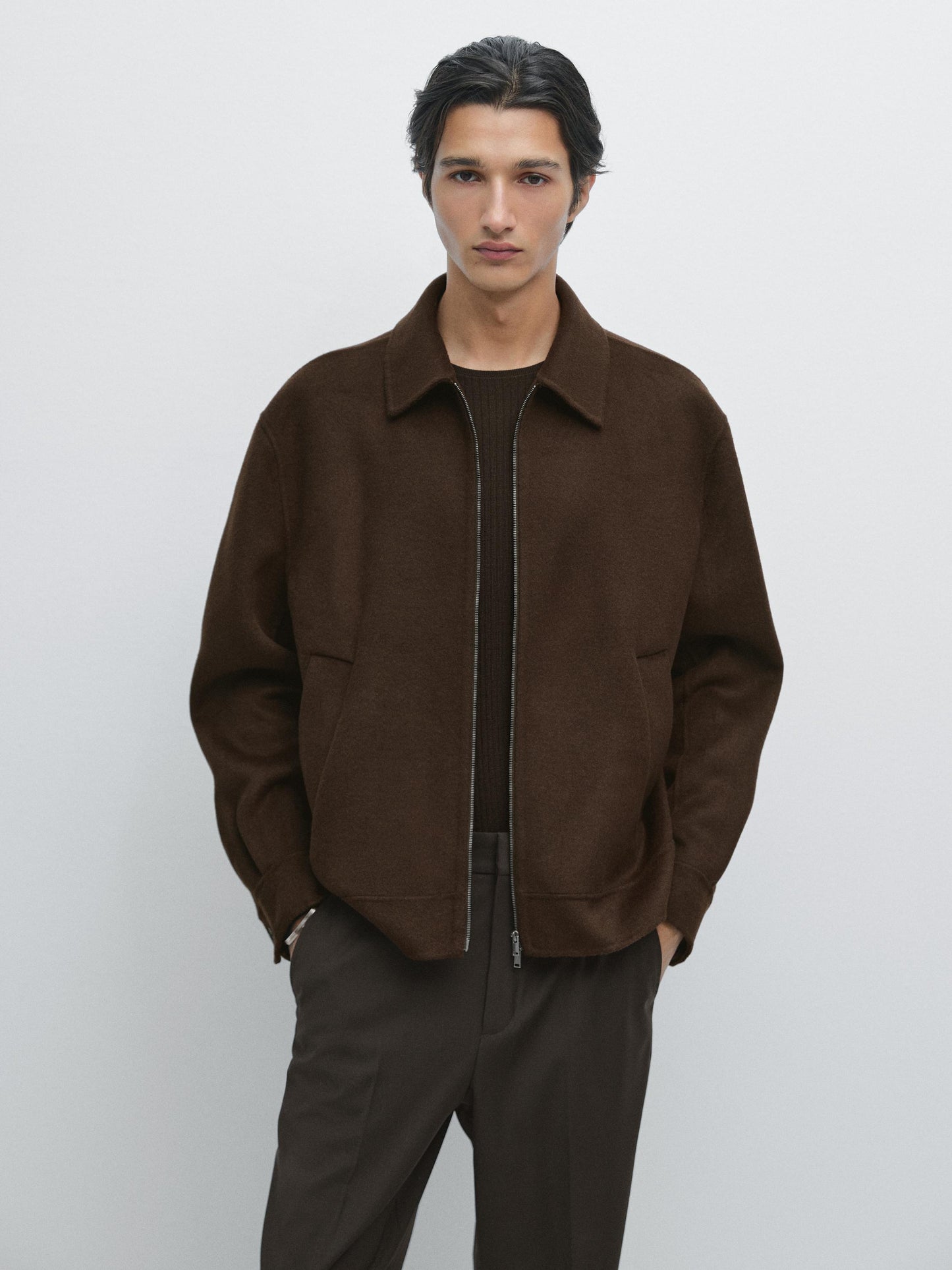 Massimo dutti DOUBLE WOOL BLEND JACKET WITH ZIP DETAIL