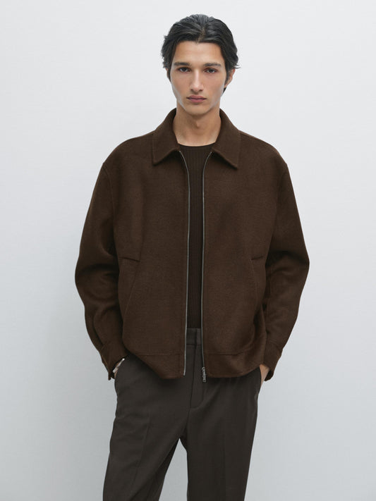 Massimo dutti DOUBLE WOOL BLEND JACKET WITH ZIP DETAIL