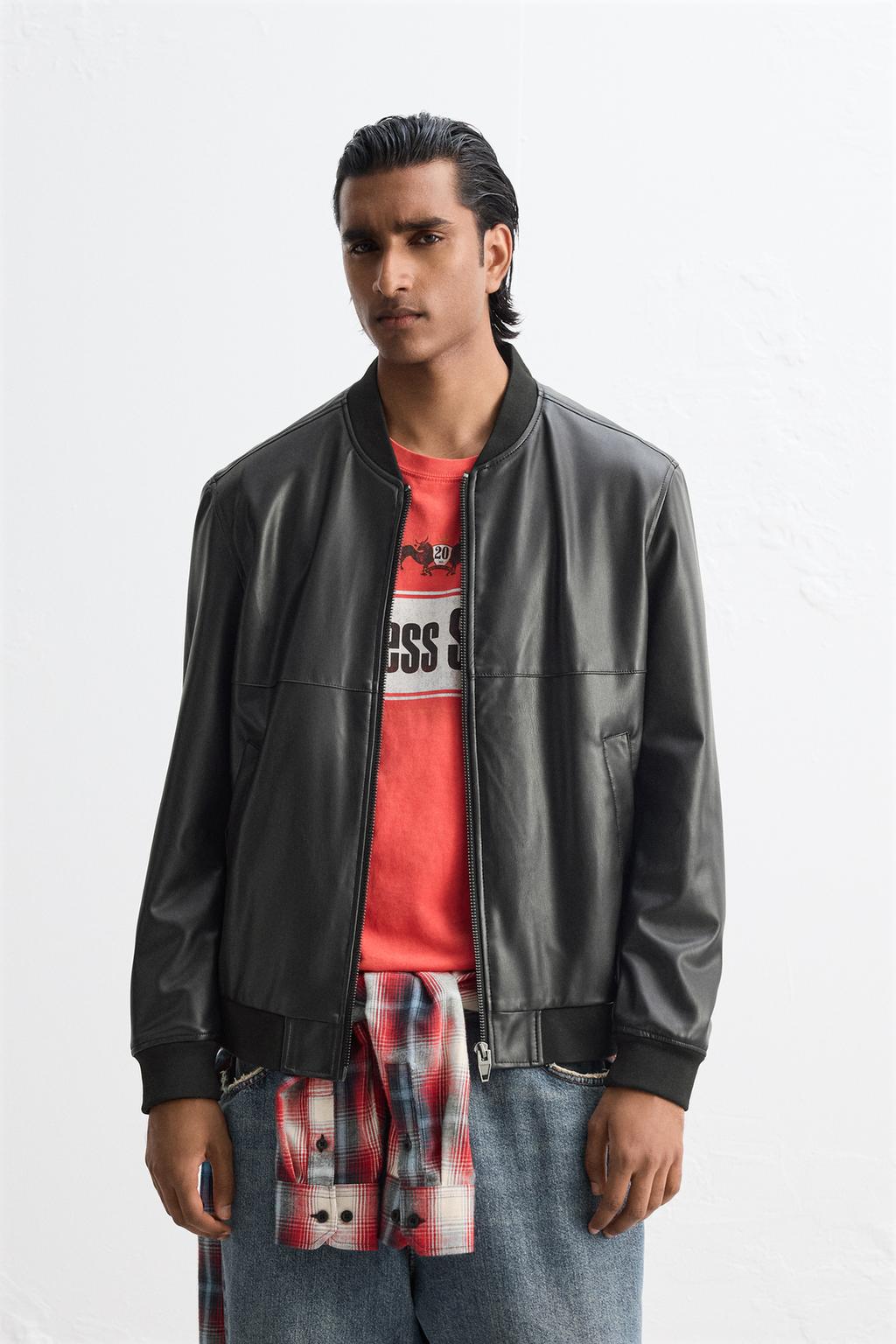 Zara Jacket Leather Bomber Basic