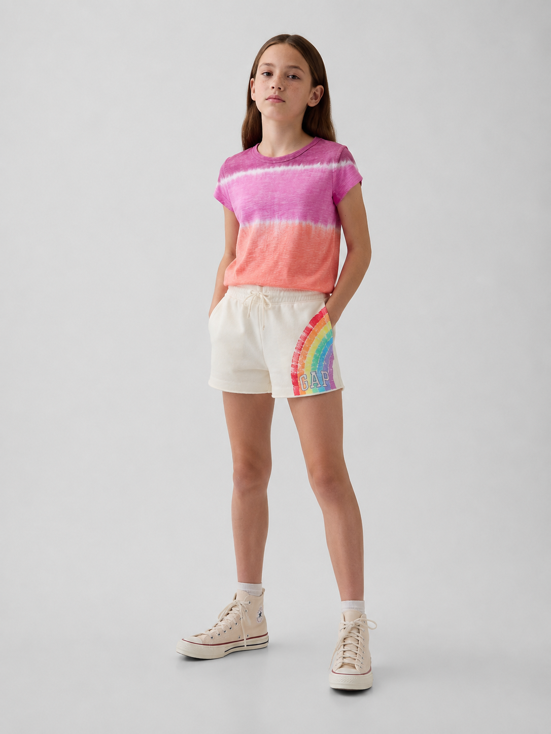 GAP Girls 2-Pack Shorts – Cream Rainbow & Pink