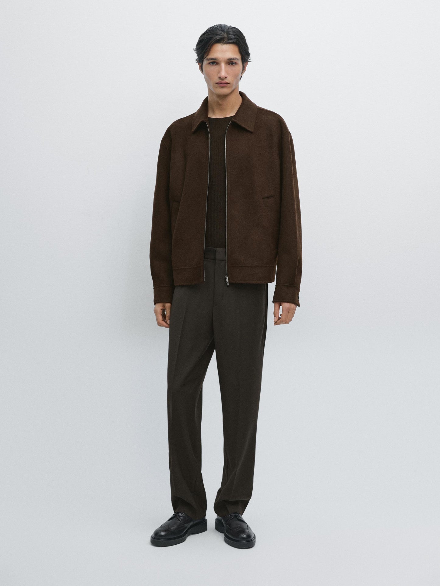 Massimo dutti DOUBLE WOOL BLEND JACKET WITH ZIP DETAIL