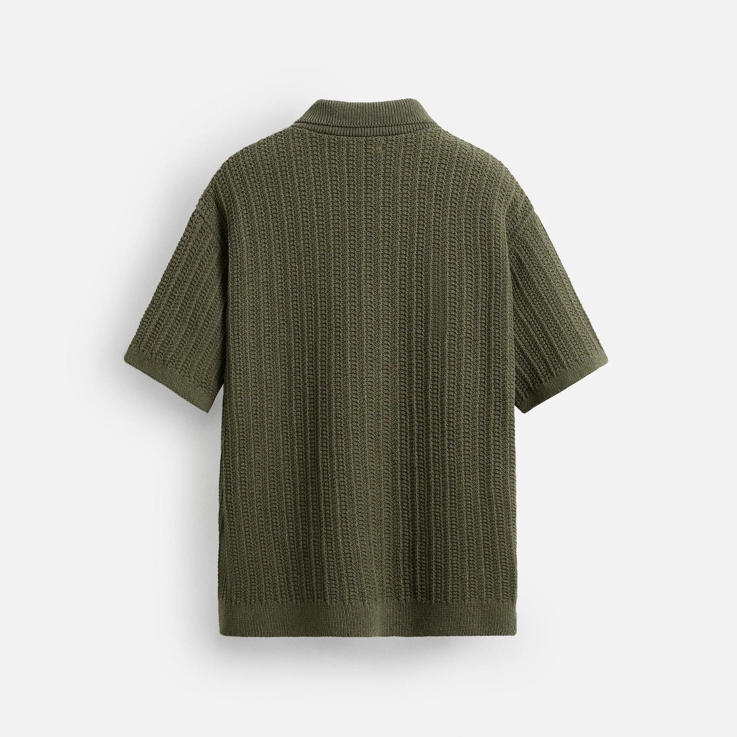 "Zara TEXTURED KNIT SHIRT olive Tricot