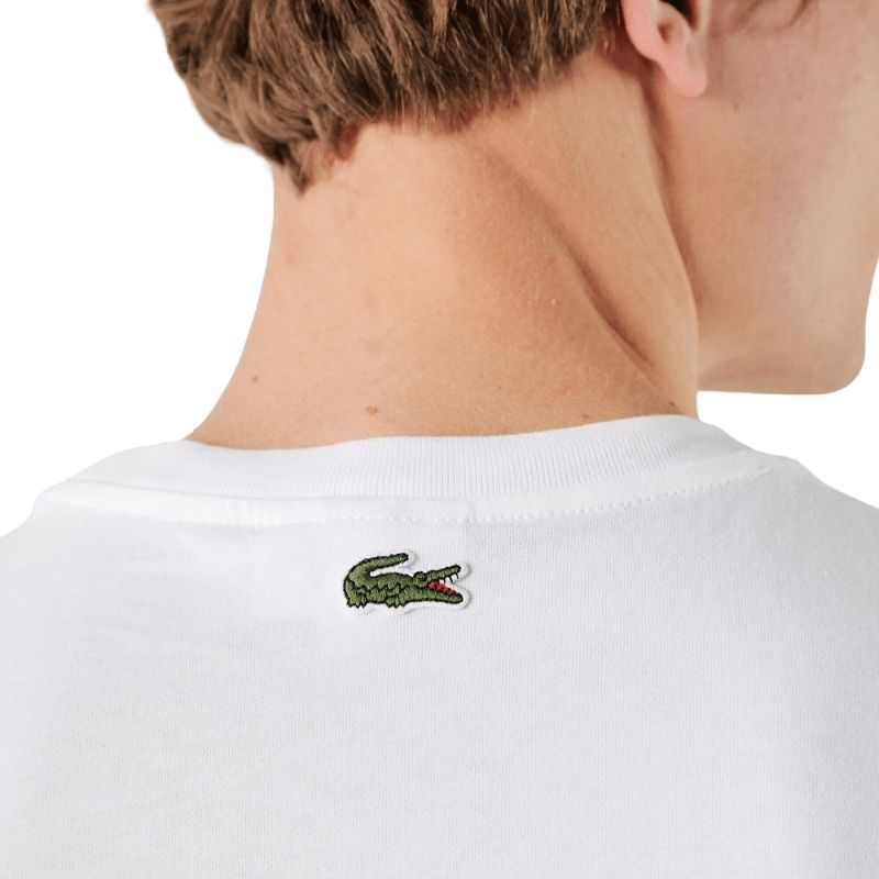LACOSTE TSHIRT PRNTED SHOLDER  SLIM FIT WHITE