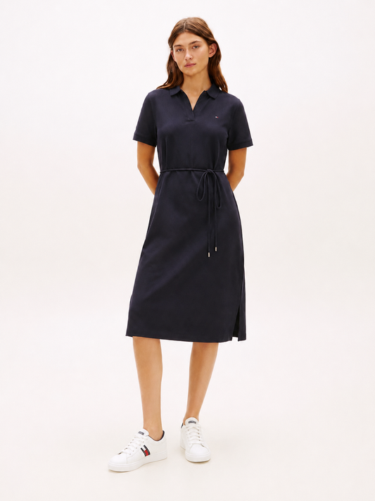 Tommy Hilfiger Elegant Polo Collar Navy Dress