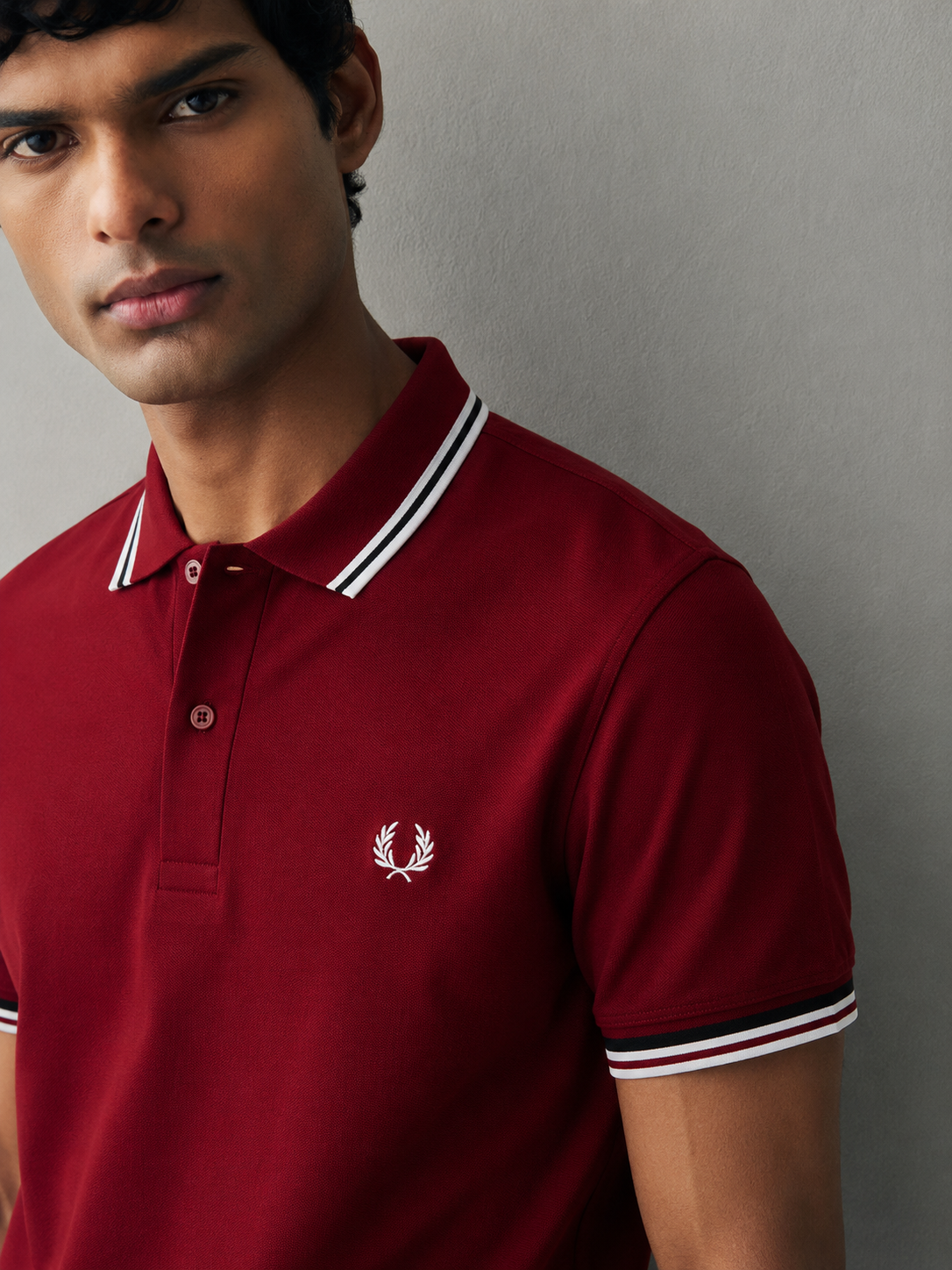 Fred Perry Maroon red polo shirt sqr