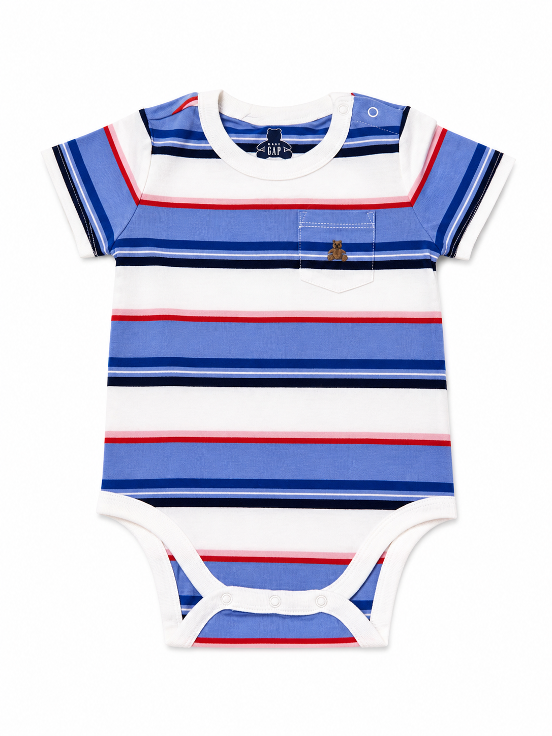 GAP Baby Striped Bodysuit – Soft Cotton Short Sleeve (Blue & White)