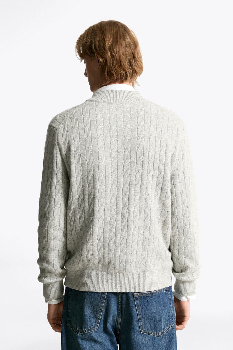 Sweater tommy hilfiger cable full zipper light beige