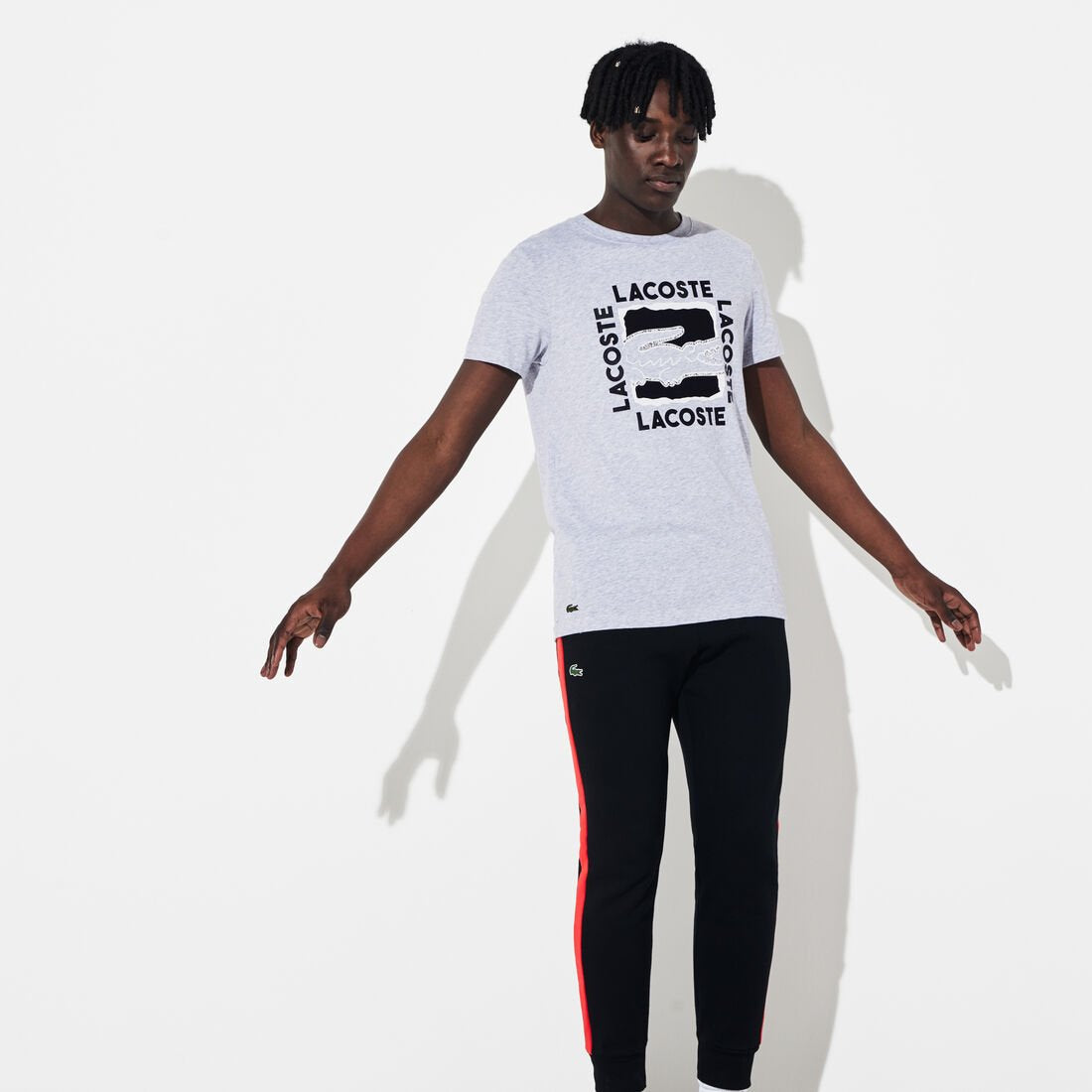LACOSTE TSHIRT SQR PRNT GRAY