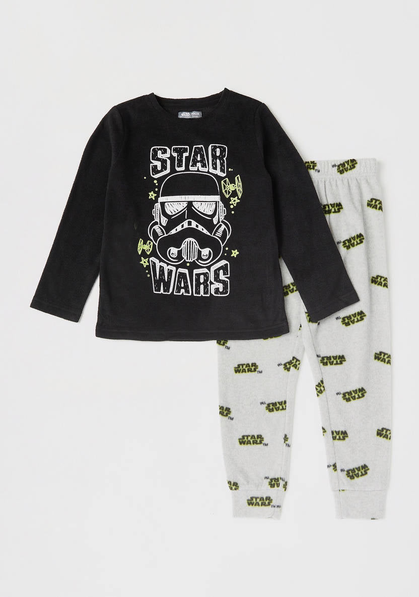 Star Wars Print T-shirt with Long Sleeves and Pyjamas Set