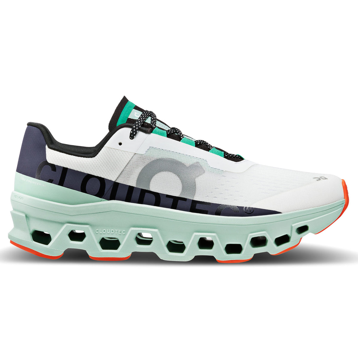 ON Cloudmonster trainers in white and green