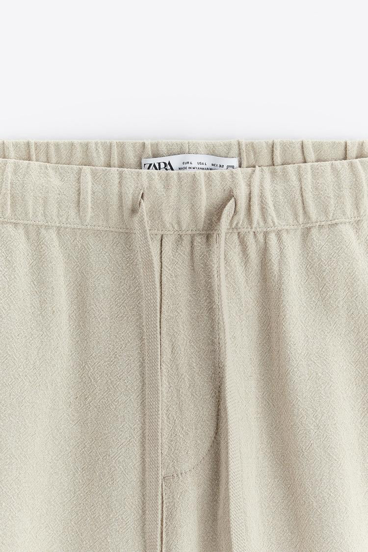 Zara Viscose- Lienen Bermuda Short Biege