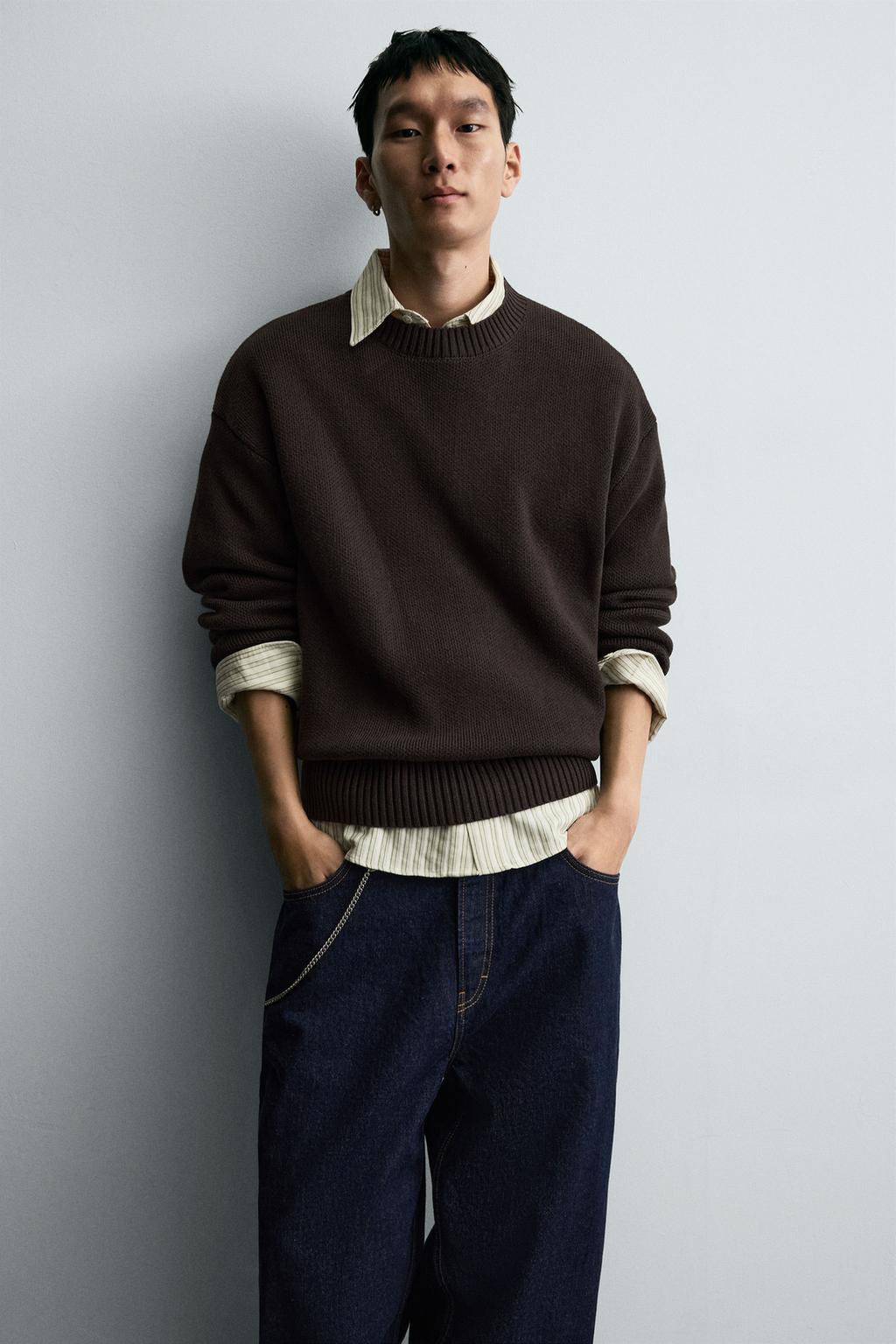 Zara Men Blend Pullover Brown