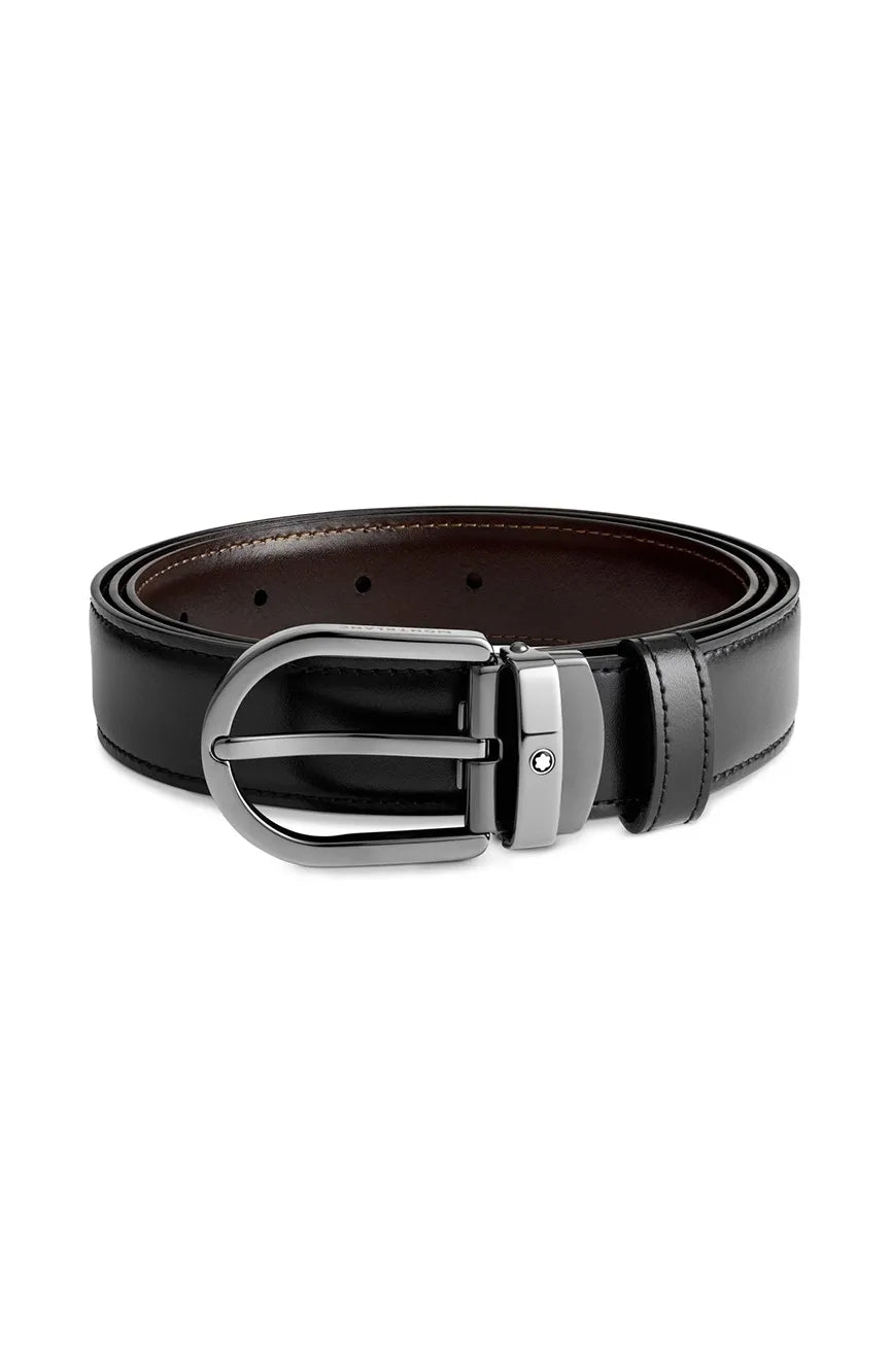 MONTBLANC Reversible leather belt, black/brown, 30mm wide 100 cm