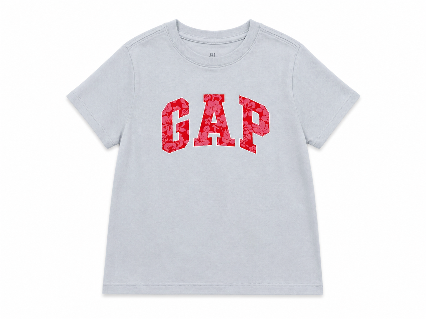 GAP Girls Floral Logo T-Shirt - Soft Cotton Short Sleeve (Grey)