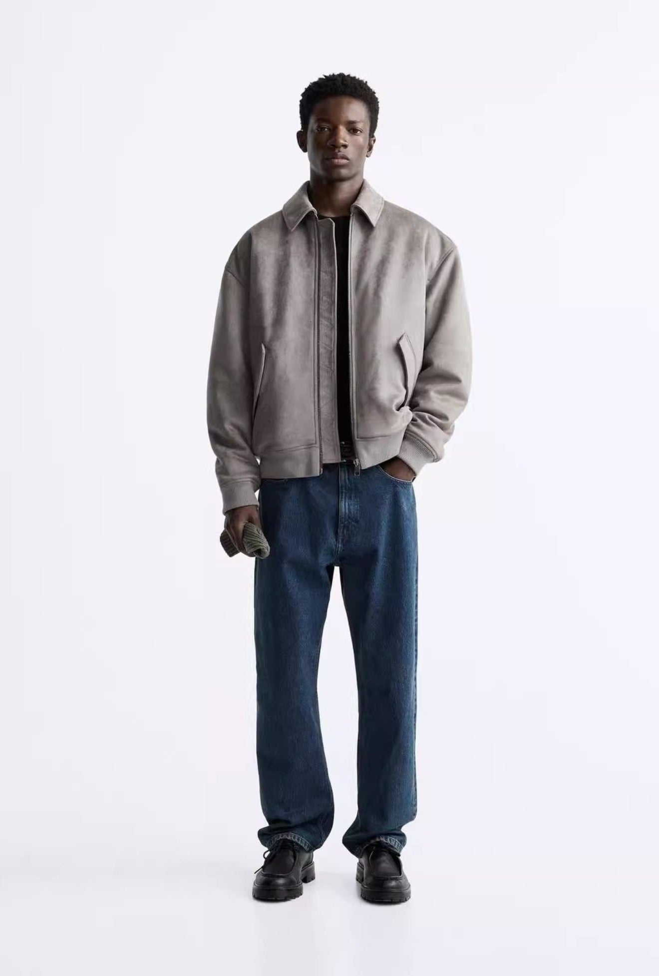 Jacket ZARA Men's Winter Quilted Lining Suede Flight
Greige