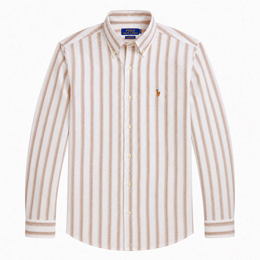 Polo Ralph Lauren striped linen button-down shirt custom fit brown
