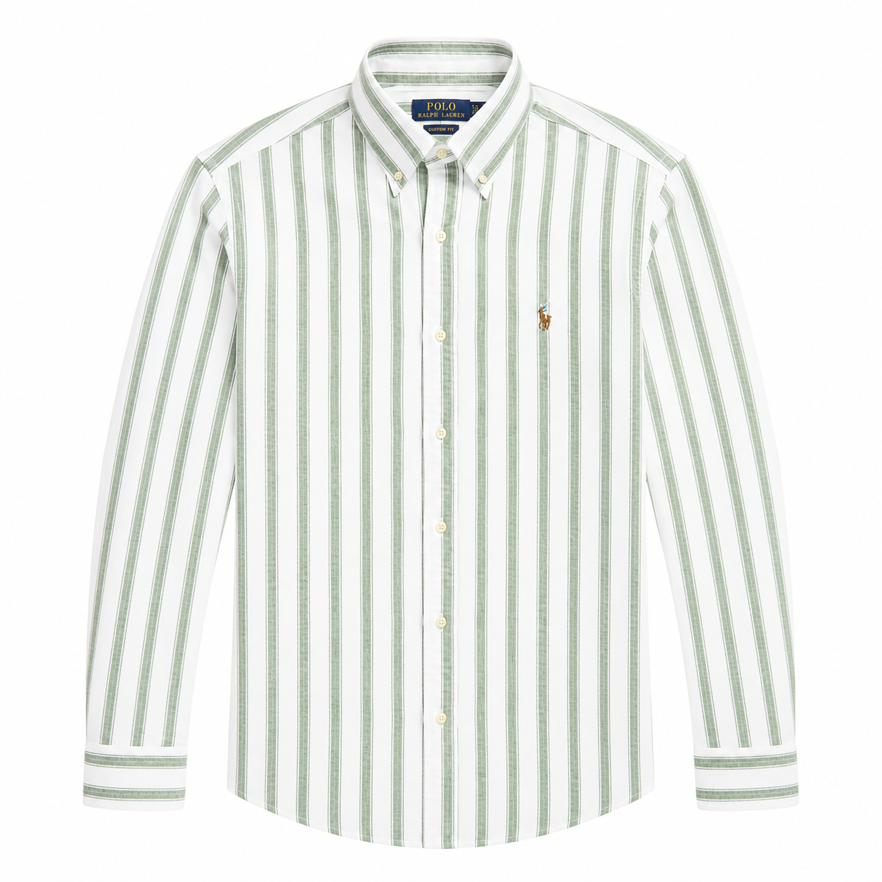 Polo Ralph Lauren striped linen button-down shirt custom fit green