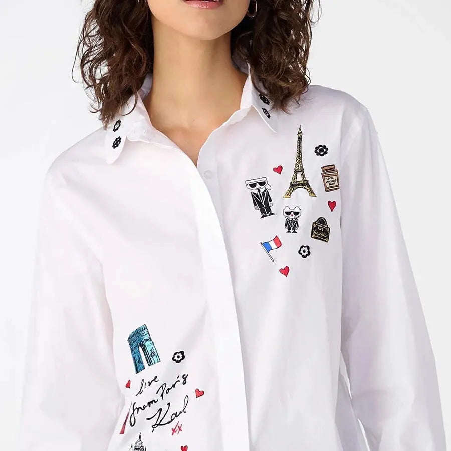 KARL LAGERFELD Women oversized shirt white TTZ COLLAR