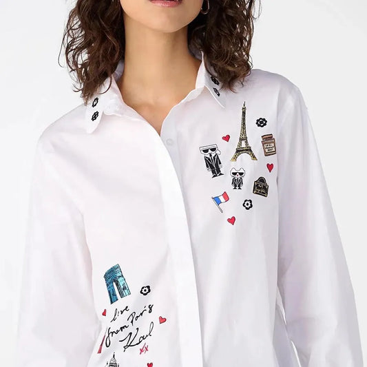 KARL LAGERFELD Women oversized shirt white TTZ COLLAR