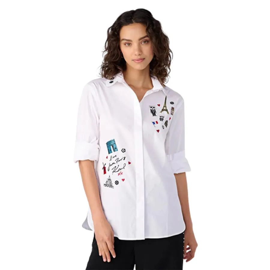 KARL LAGERFELD Women oversized shirt white TTZ COLLAR
