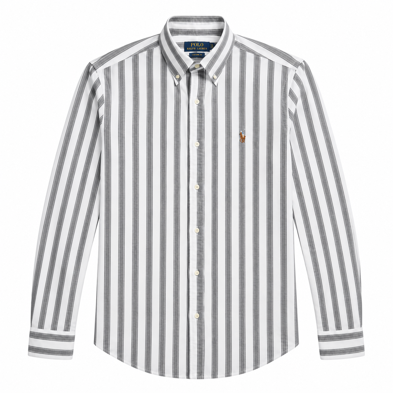 Polo Ralph Lauren striped linen button-down shirt custom fit dark gray