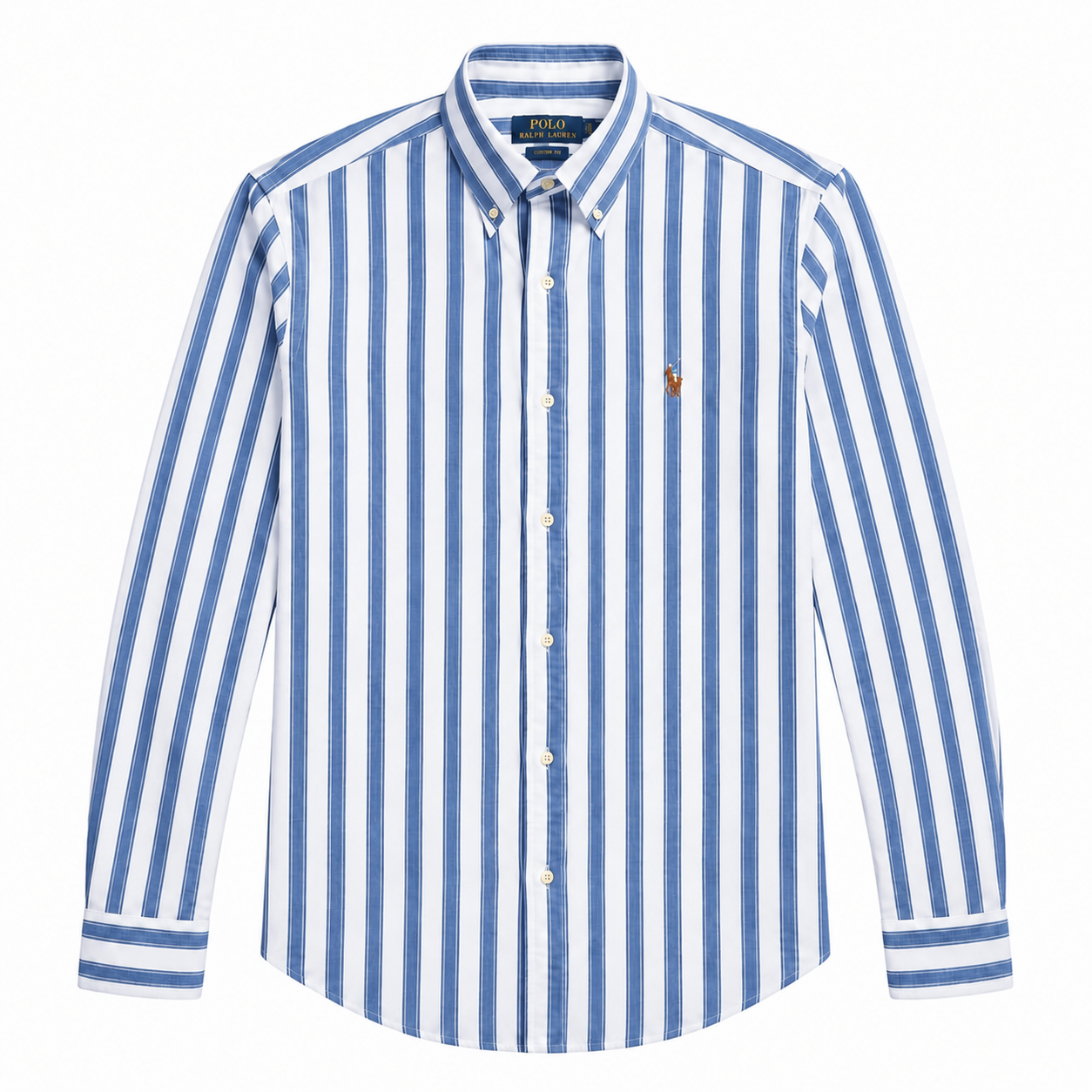 Polo Ralph Lauren striped linen button-down shirt custom fit  blue
