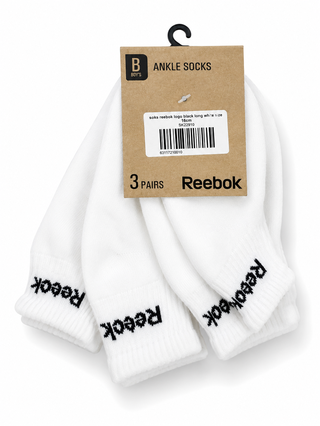 Reebok 3 pairs white  ankle foot lenght 16 cm (shoes size 26-27 )