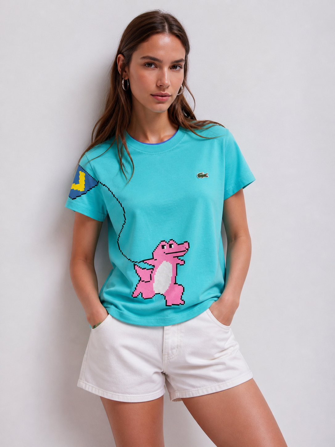 LACOTSE TSHIRT  SLIM FIT UNISEX LEGO BBLU/PNK