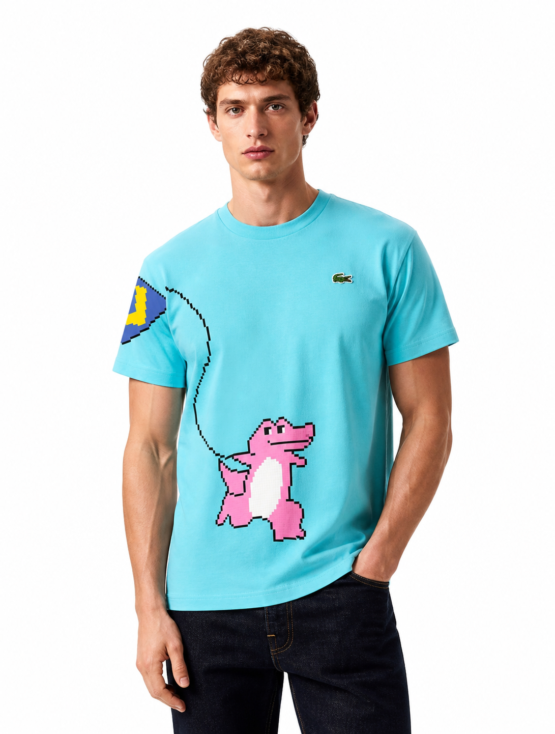 LACOTSE TSHIRT  SLIM FIT UNISEX LEGO BBLU/PNK