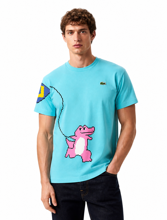 LACOTSE TSHIRT  SLIM FIT UNISEX LEGO BBLU/PNK