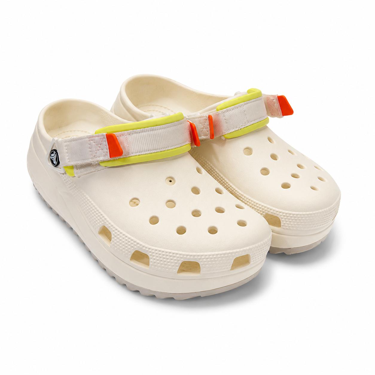 Neon Strap Crocs – Off White