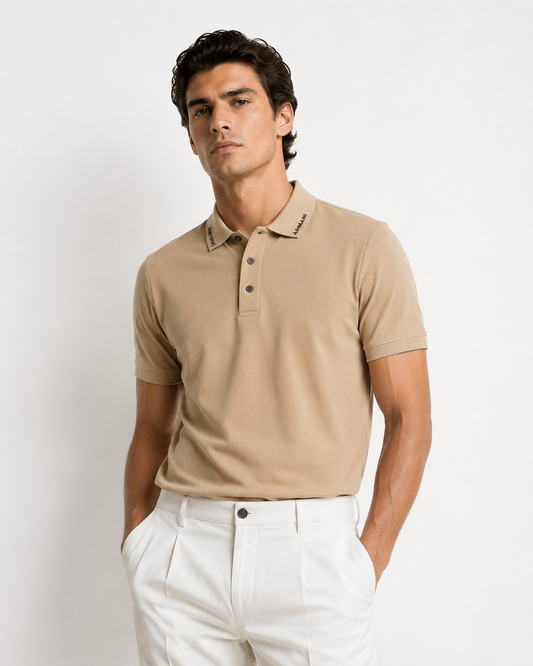 EMPORIO ARMANI POLO TSHIRT SLIM FIT PRINTD COLLAR CAFFEE