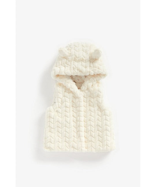 Mothercare Girls faux fur hooded vest Cream
