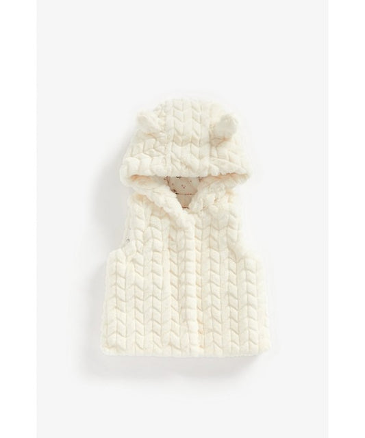 Mothercare Girls faux fur hooded vest Cream