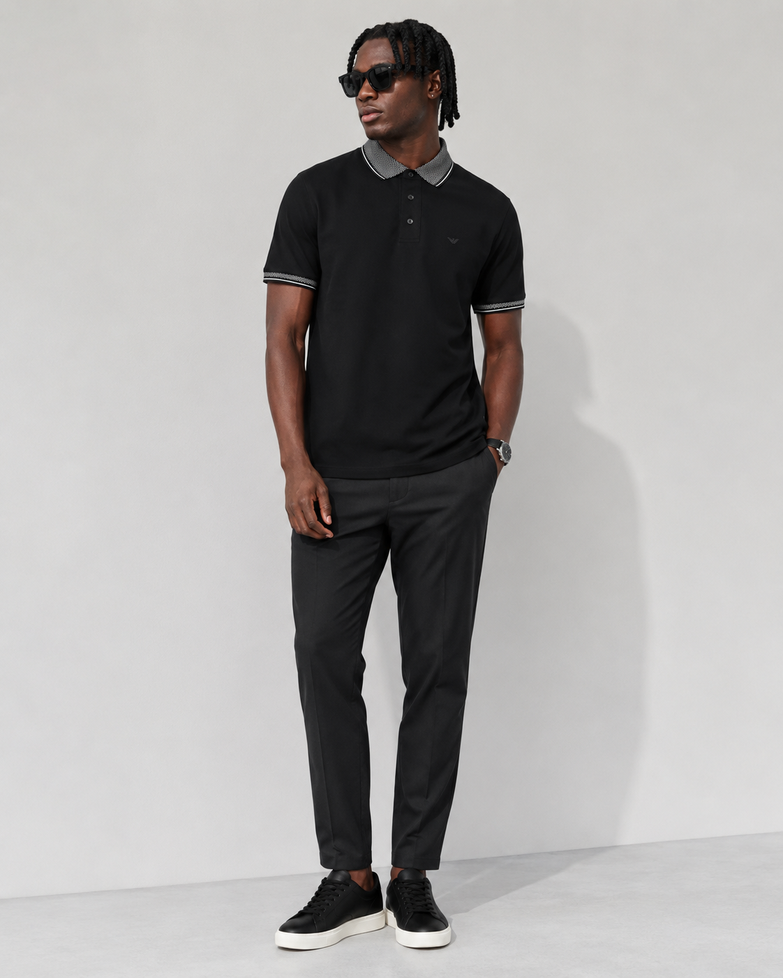 Emporio Armani Polo Slim Fit Cotton T-Shirt Black