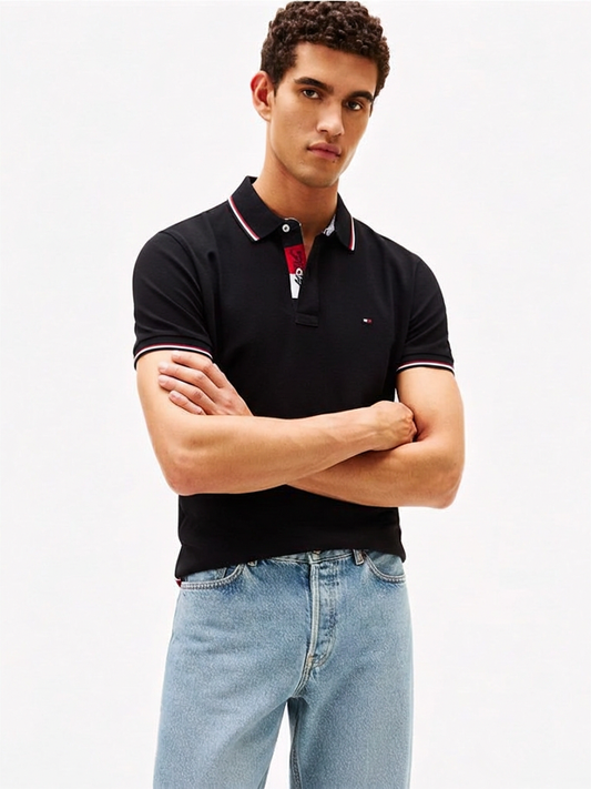 TOMMY HILFIGER SLIM FIT POLO TSHIRT  P-CLR BLK
