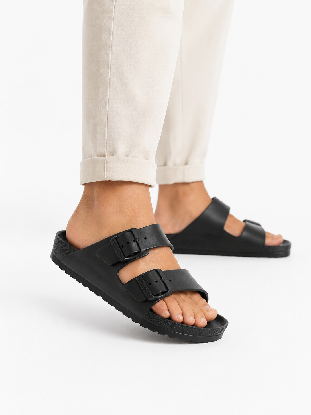 Birkenstock Raper Pine Double Strap Slides - Black