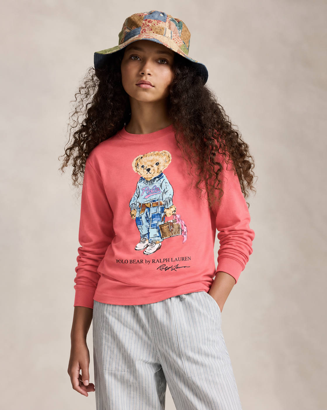Ralph Lauren Polo Bear Graphic Long-Sleeve T-Shirt – Coral Pink unisex