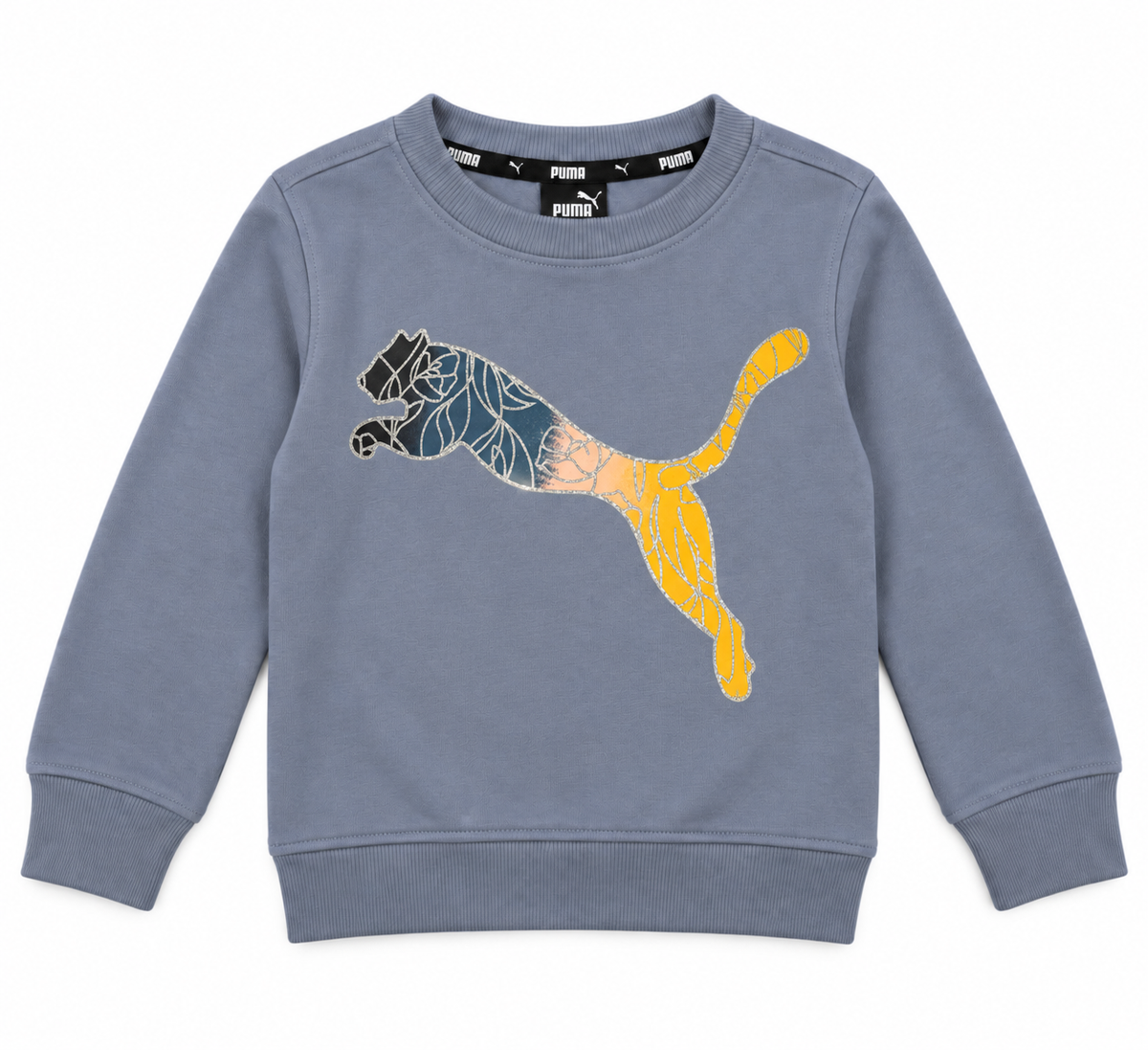 Puma Kids Graphic Logo Crewneck Sweatshirt – Blue Fleece