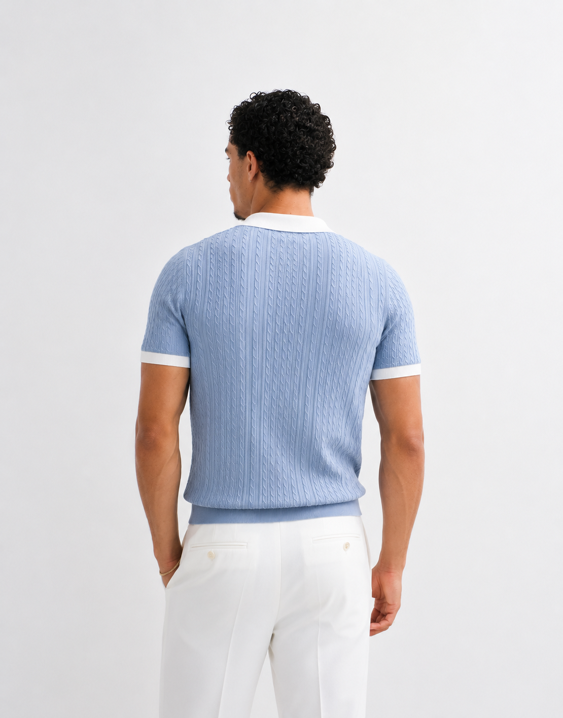Fred Perry knitted polo shirt  baby blue