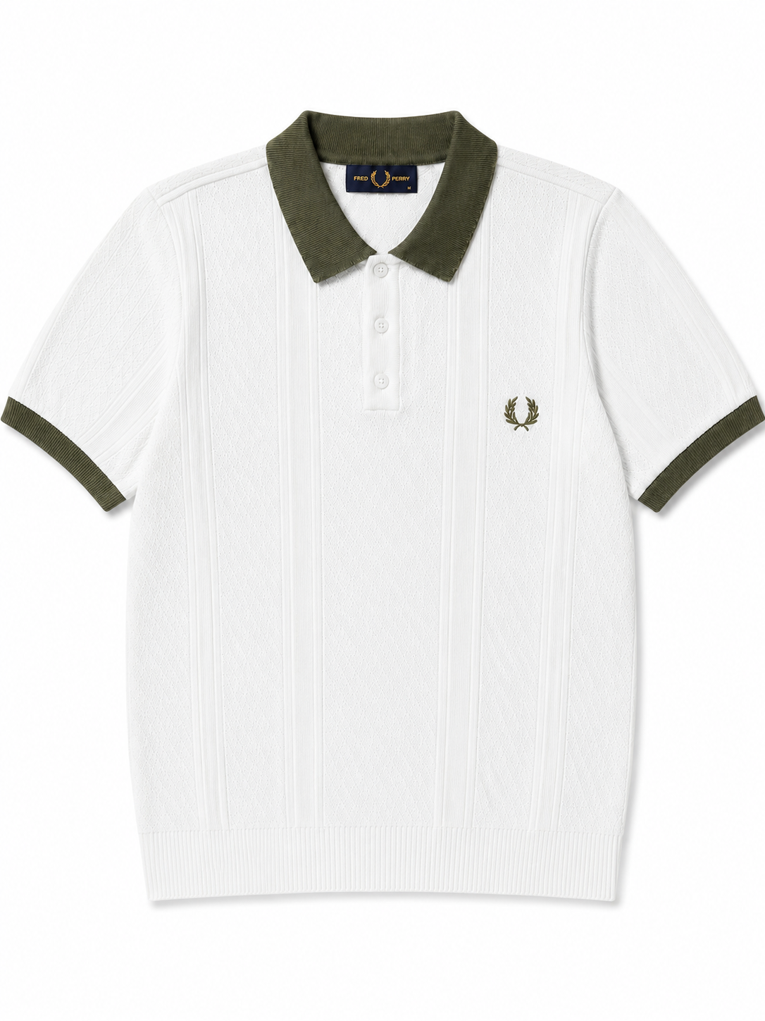 Fred Perry knitted polo shirt  White /olive