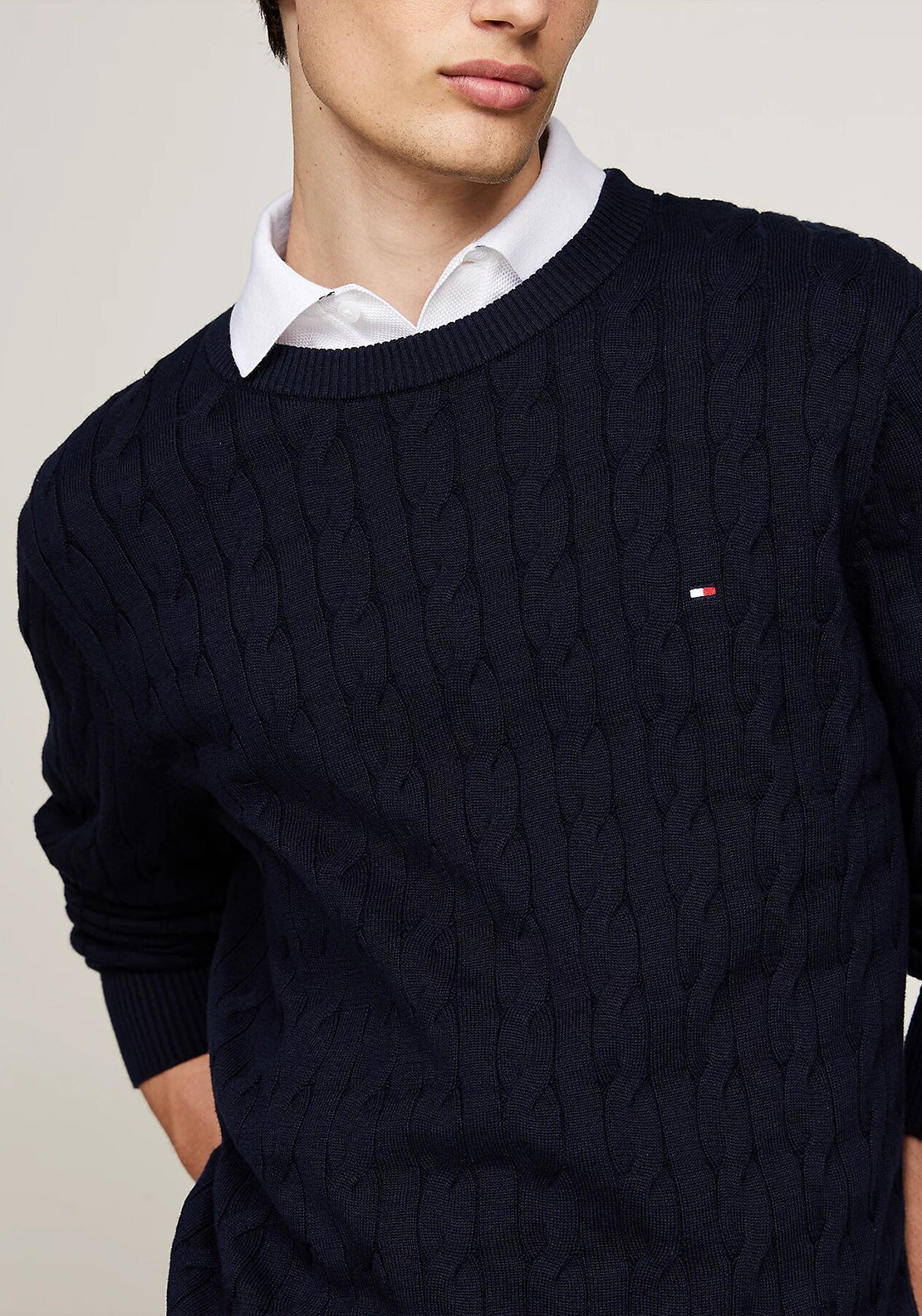 Tommy Hilfiger cable pullover crew neck black