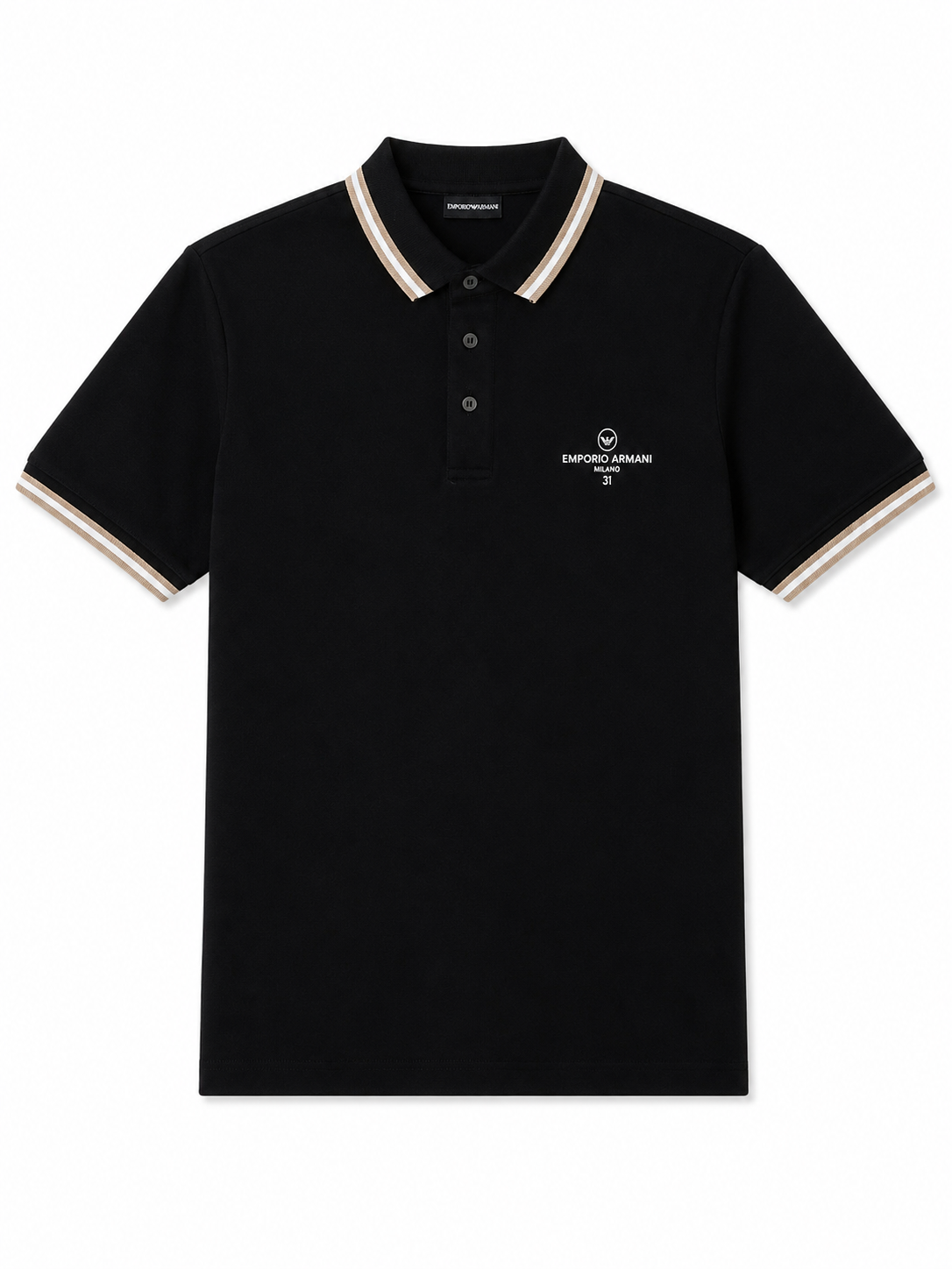 Emporio Armani black cotton pique polo shirt