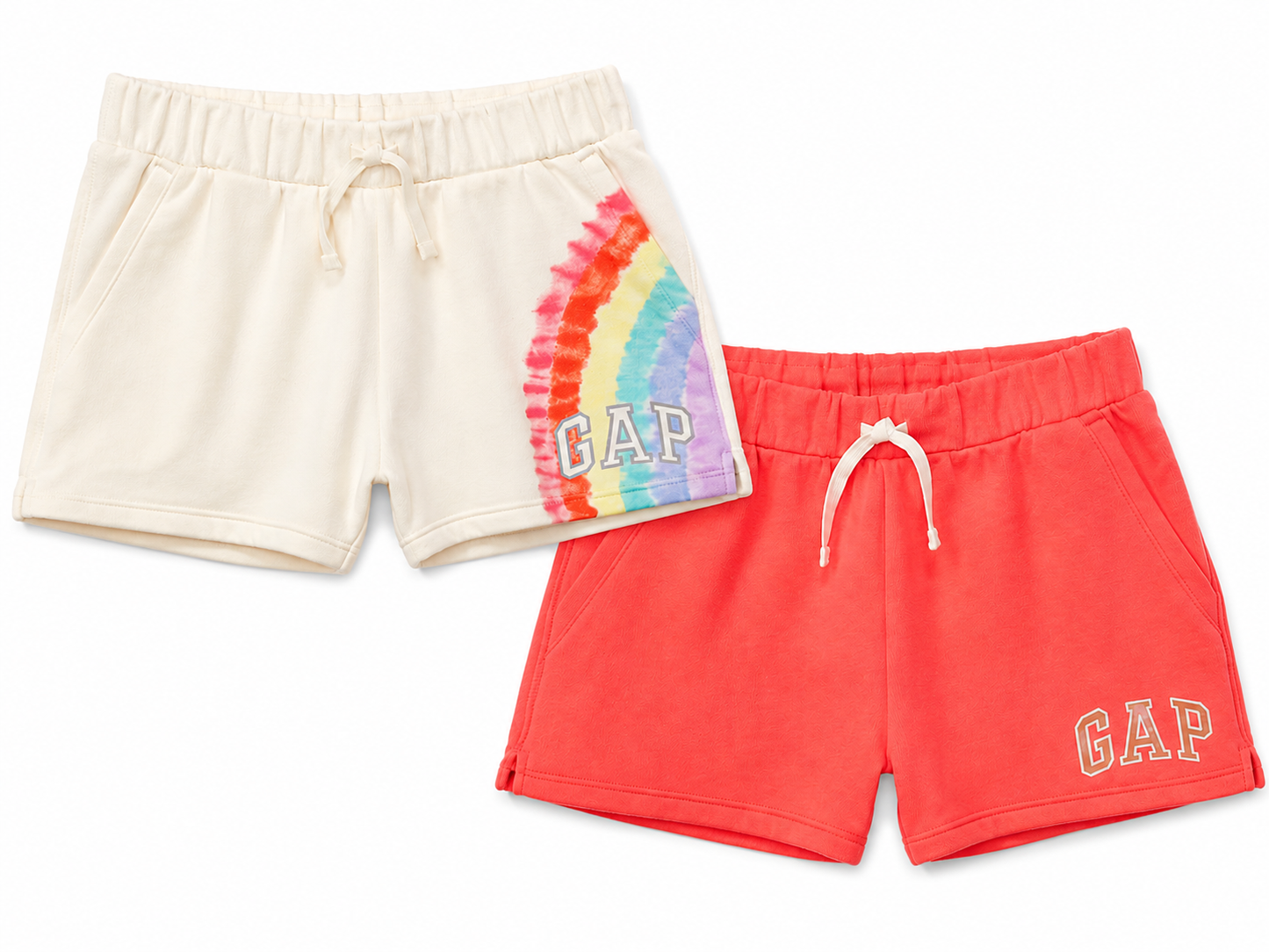 GAP Girls 2-Pack Shorts – Cream Rainbow & Pink