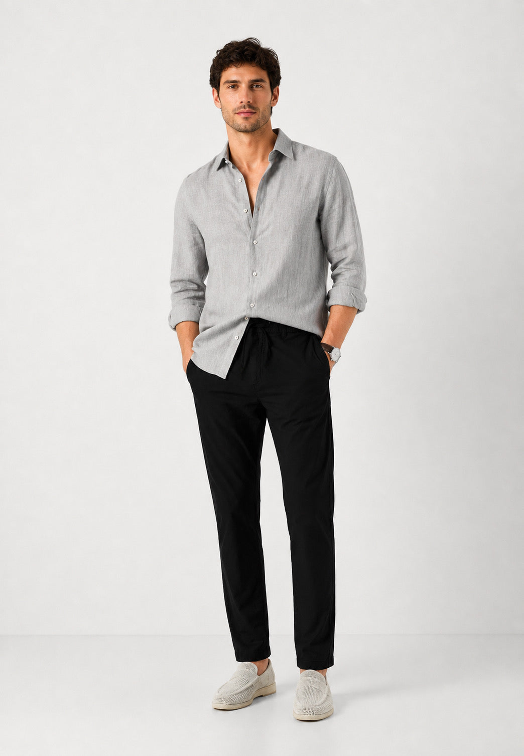 Ralph Lauren straight fit linen cotton trouser black