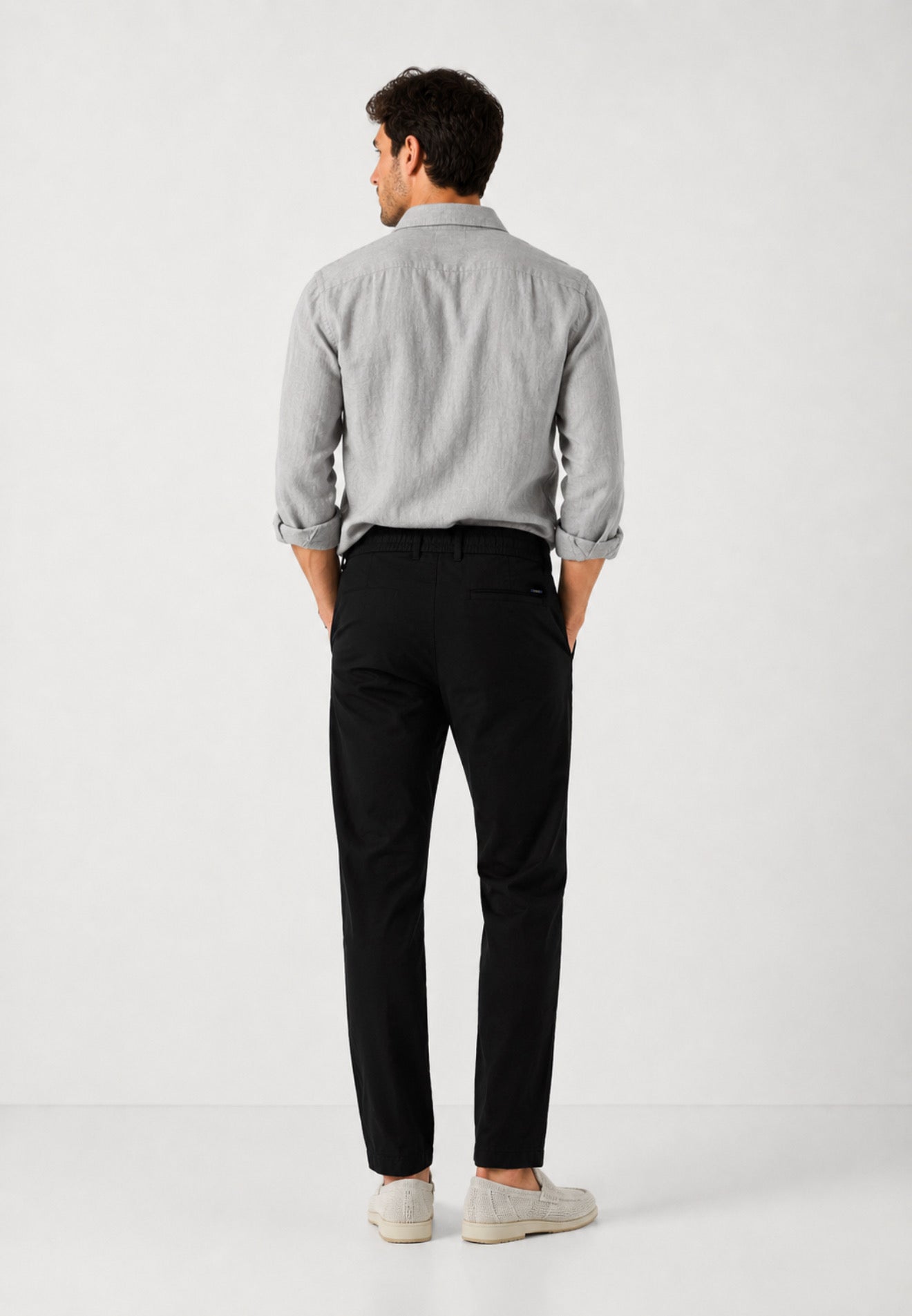 Ralph Lauren straight fit linen cotton trouser black