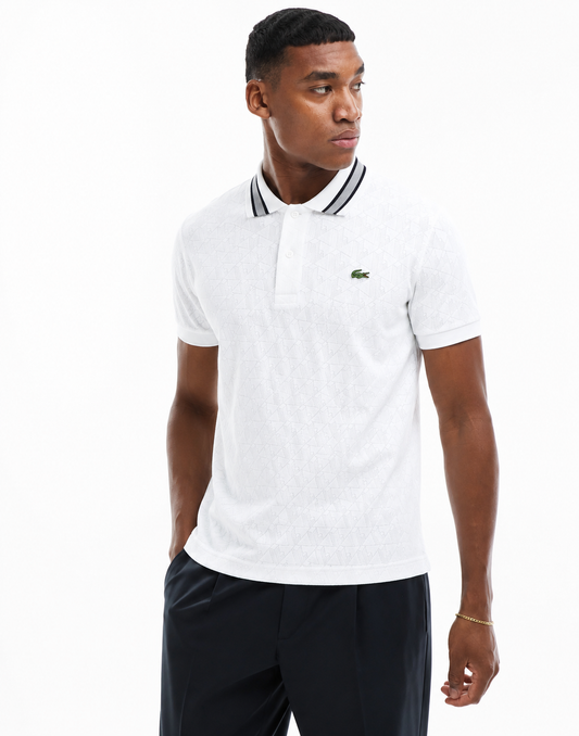 Lacoste Monogram Jacquard Polo Shirt white