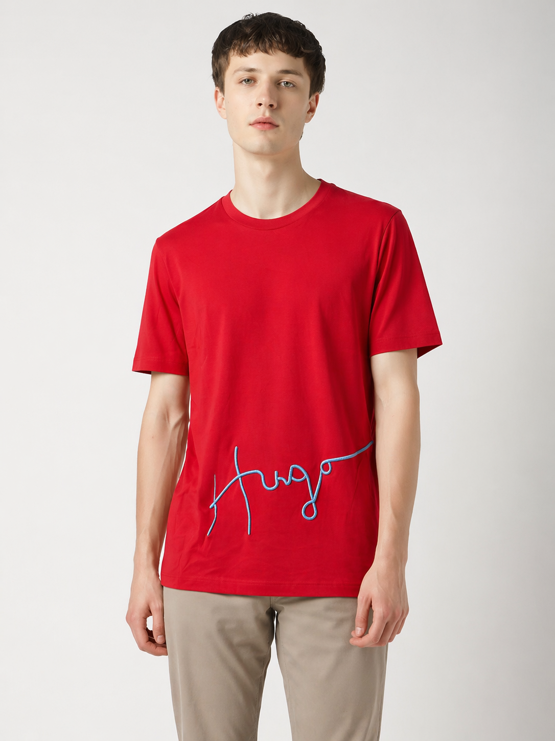HUGO HAND WRITN LOGO TSHIRT  RED