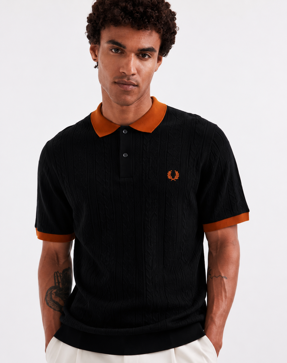 Fred Perry knitted polo shirt Black