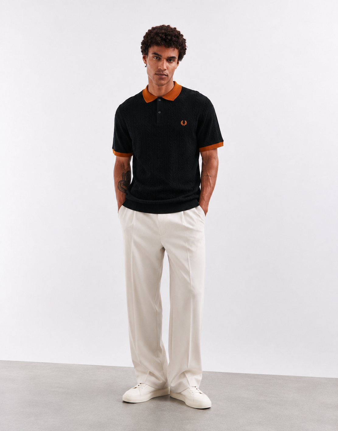 Fred Perry knitted polo shirt Black